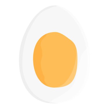 Kaynamış yumurta beyaz arka planda izole edilmiş. Sağlıklı gıda konsepti. Vektör illüstrasyonu