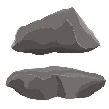 Taşlar ve kayalar vektör simgesi beyaz arkaplanda izole edildi. Taş kaya, moloz ya da çakıl. Taş yığını..