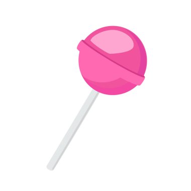Beyaz arka planda izole edilmiş şeker pembe lolipop çubuğu. Vektör illüstrasyonu