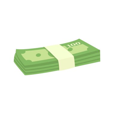 Para vektör simgesi. Beyaz arkaplanda izole edilmiş dolar yığını