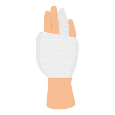 El travması, yaralı parmak ve bilek, beyaz arka planda izole edilmiş. Vektör illüstrasyonu