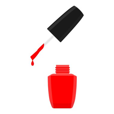 Kırmızı oje beyaz arka planda izole edilmiş. Vektör illüstrasyonu