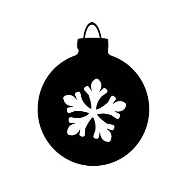 Beyaz arka planda kartaneli siyah siluet noel balosu. Vektör
