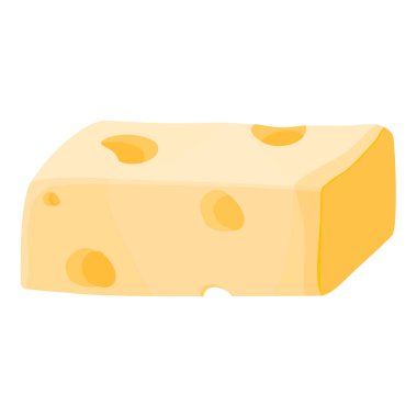 Beyaz arka planda izole edilmiş bir parça peynir. Lezzetli bir dilim taze peynir. Peynir ikonu. Gerçekçi vektör illüstrasyonu