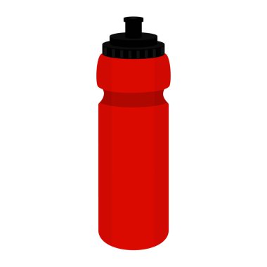 Kırmızı, yeniden kullanılabilir, beyaz arka planda izole edilmiş bir su şişesi. Plastik fitness şişe vektörü