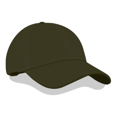 Beyaz arka planda koyu yeşil beyzbol şapkası. Vektör