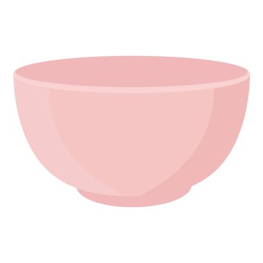 Pembe seramik kase. Boş kase beyaz arka planda izole edilmiş. Vektör illüstrasyonu