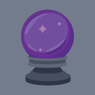 Sihirbaz, falcı, fal için falcı kristal küre gri arka planda izole. Vektör