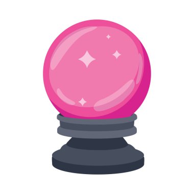 Sihirbaz, falcı, geleceği gören kristal küre beyaz arka planda izole edilmiş. Vektör