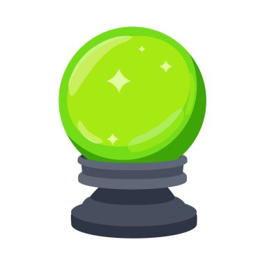 Sihirbaz, falcı, geleceği gören kristal küre beyaz arka planda izole edilmiş. Vektör