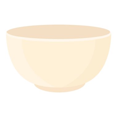 Seramik kase. Boş kase beyaz arka planda izole edilmiş. Vektör illüstrasyonu