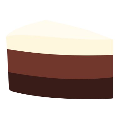 Beyaz arka planda izole edilmiş bir parça çikolatalı kek. Lezzetli yoğurt kremalı sünger keki. Vektör illüstrasyonu