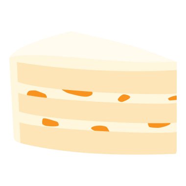 Kurutulmuş kayısılı cheesecake, beyaz arka planda izole edilmiş şeftaliler. Ev yapımı mascarpone ile lezzetli bir pasta dilimi. Vektör illüstrasyonu