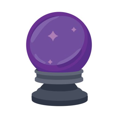 Sihirbaz, falcı, geleceği gören kristal küre beyaz arka planda izole edilmiş. Vektör