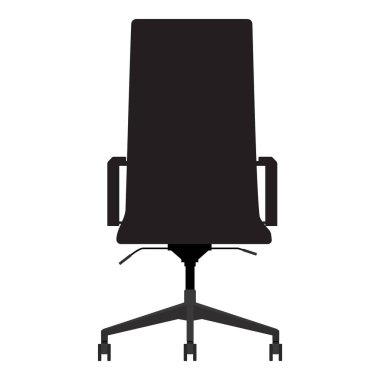 Modern ofis koltuğu siyah silueti beyaz arka planda izole edilmiş. Ofis mobilyası. Vektör illüstrasyonu