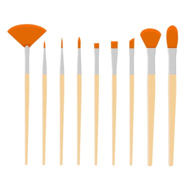 Vektör çizim boya fırçası. Farklı sanatçı fırça ikon seti, koleksiyonu.