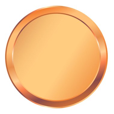 Gerçekçi altın ya da bronz madalya. Birinci, ikinci ve üçüncü sıra madalya ya da beyaz arka planda izole edilmiş düğme. Kalitesiz, boş rozet, amblem. Vektör illüstrasyonu