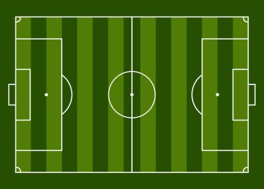 Futbol sahası düz stil. Futbol stadyumu. Spor planı, iş sözleşmesi. Vektör illüstrasyonu