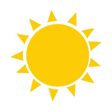 Çocuklar için çizgi film yaz güneşi. Mutlu güneşler. Clip sanat vektörü. Yazın çocuklar için çalışma kağıtları yazdırılabilir.