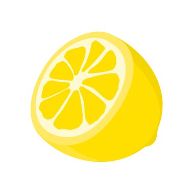 Limonlu turunçgilin yarısı. Taze ekşi limon meyvesi. Beyaz arka planda izole edilmiş. Vektör illüstrasyonu