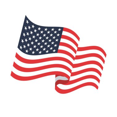 Amerikan sallanan bayrak vektör simgesi, ulusal sembol, kırmızı, beyaz ve mavi yıldız ile