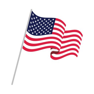 Amerikan sallanan bayrak vektör simgesi, ulusal sembol, kırmızı, beyaz ve mavi yıldız ile