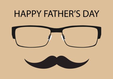 Babalar günün kutlu olsun, gözlük ve bıyık. Vektör illüstrasyonu