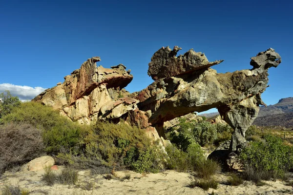Uma Rocha Nas Montanhas Cederberg Cabo Ocidental Esculpida Por Vento — Fotografia de Stock