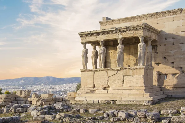 stock image Beautiful view of the Acropolis and Erechtheion in Athens, Greece
