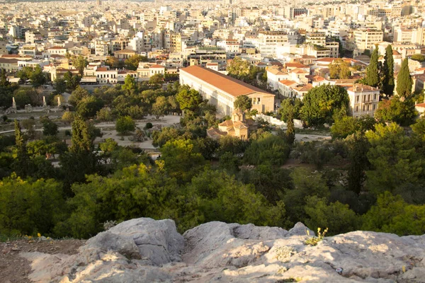 Hermosa Vista Colina Del Areópago Atenas Grecia — Foto de Stock