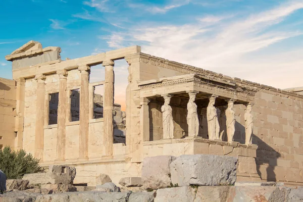 Όμορφη Θέα Της Ακρόπολης Και Του Ερεχθείου Στην Αθήνα — Φωτογραφία Αρχείου
