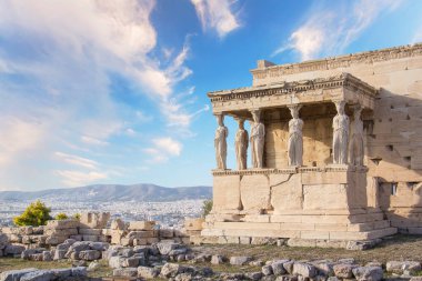 Yunanistan 'ın Atina kentindeki Akropolis ve Echtheion manzarası çok güzel