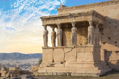 Yunanistan 'ın Atina kentindeki Akropolis ve Echtheion manzarası çok güzel