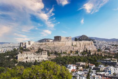 Atina ve Yunanistan 'daki Akropolis' in güzel manzarası