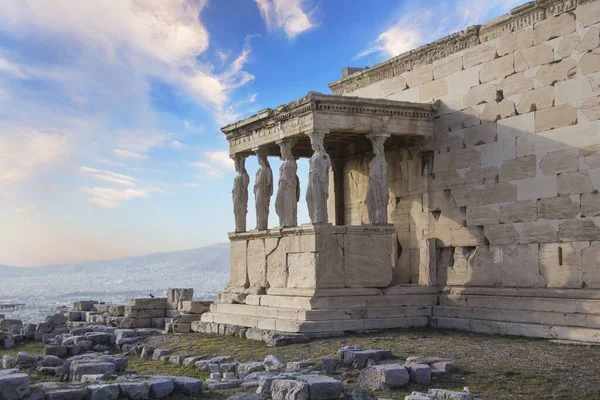 stock image Beautiful view of the Acropolis and Erechtheion in Athens, Greece