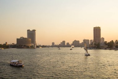 Mısır, Kahire 'nin merkezindeki güzel Nil seti manzarası