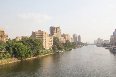 Mısır, Kahire 'nin merkezindeki güzel Nil seti manzarası