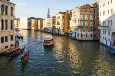 Güzel manzara, gondol ve Grand Canal, Venice, İtalya