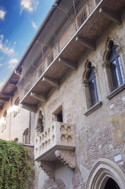 Verona, İtalya 'da Juliet' in balkonunun güzel manzarası