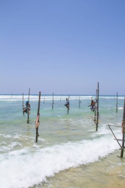 SRI LANKA - 24 Mart: Geleneksel balıkçılık - Sri Lanka 'da balıkçılar 24 Mart 2017' de Sri Lanka 'da