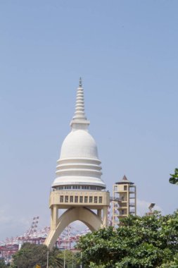 Beautiful view of Sambodhi Chaitya Stupa in Colombo, Sri Lanka, on a sunny day