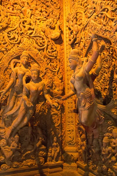 Bella Vista Dell Interno Buddista Vicino Tempio Della Verità Pattaya — Foto Stock
