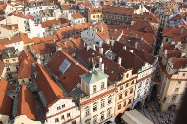 Güzel manzarasına kiremitli çatıları, Prag'ın tarihi bölgesinde, Çek Cumhuriyeti