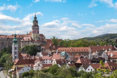 Güzel manzara, tarihi merkezi, Cesky Krumlov, Çek Cumhuriyeti