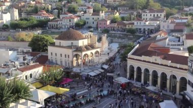 Yunanistan 'ın Atina kentindeki Akropolis ve Monastiraki bölgesinin güzel manzarası