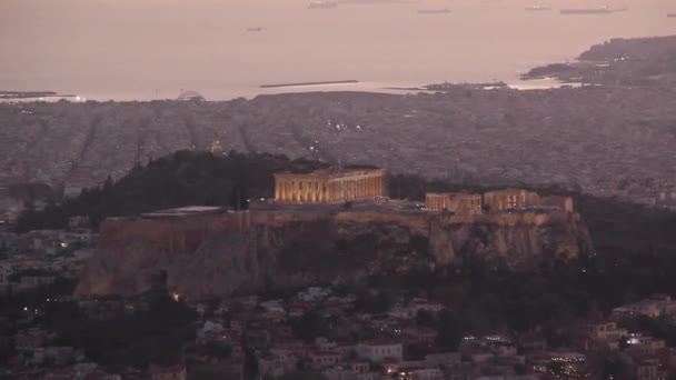 Schöne Aussicht Auf Die Akropolis Athen Griechenland — Stockvideo