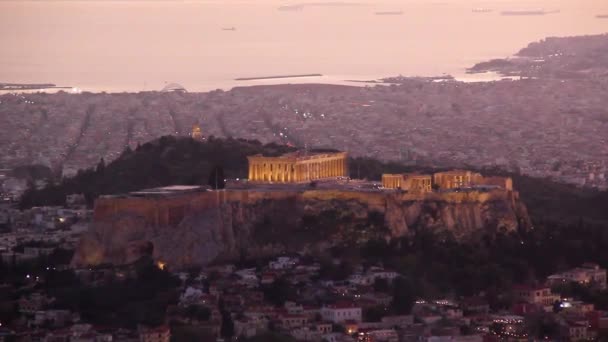 Hermosa Vista Acrópolis Atenas Grecia — Vídeo de stock
