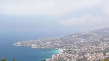 Beautiful view of the resort town of Jounieh from Mount Harisa, Lebanon