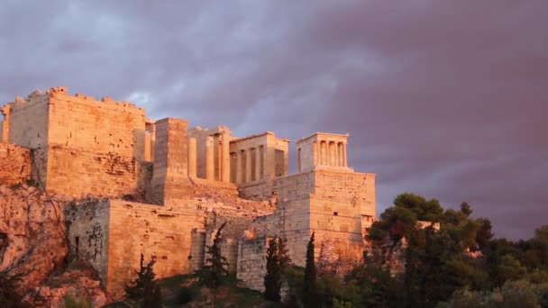 Athene Straten Nachts — Stockvideo