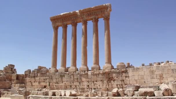 Beautiful View Massive Columns Temple Jupiter Ancient City Baalbek Lebanon — Αρχείο Βίντεο